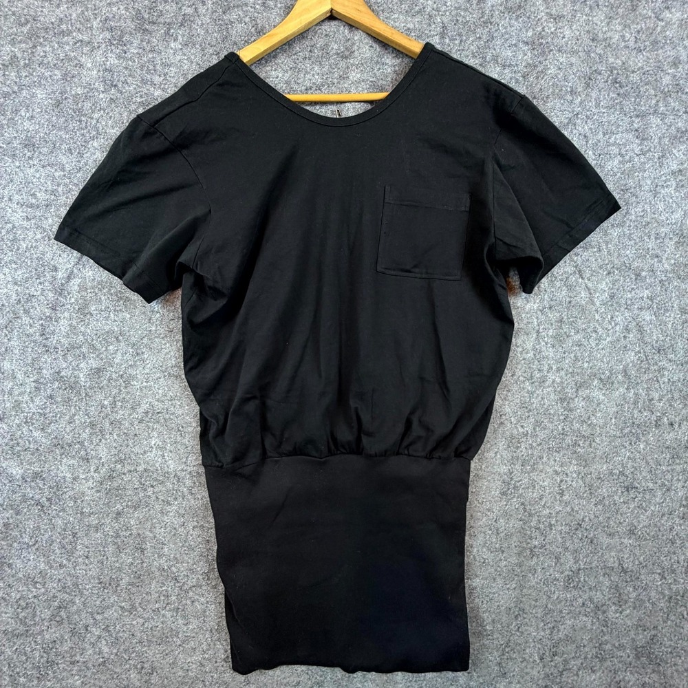 Vintage Together Shirt Dress Women Small Black 80s Drop Waist Casual Basic Layer